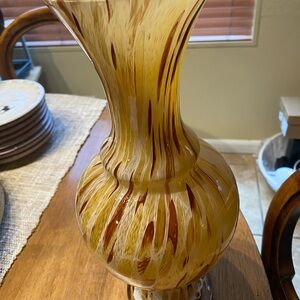 Vintage Maestri Murano vase. 14.5” tall. Shades of browns and millefiori.